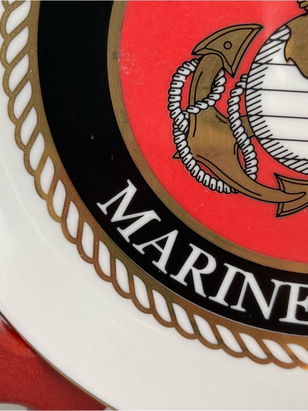 Vtg US Marine Corps 6.75” Plate 22K Gold Details Trim Porcelain Limited USA - Picture 5 of 11